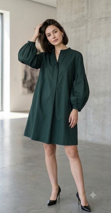 COS Dresses & Skirts - COS Minimalist Poplin Green Cotton Shirt Dress US 6